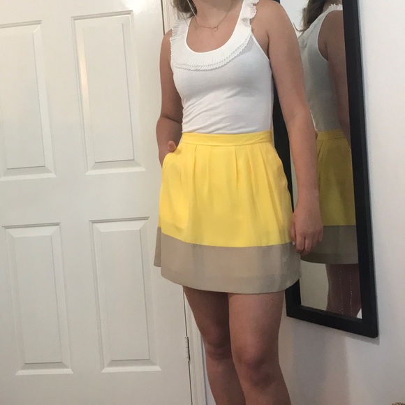 J.Crew Factory Pleated Color Block Skirt - Picture 2 of 9